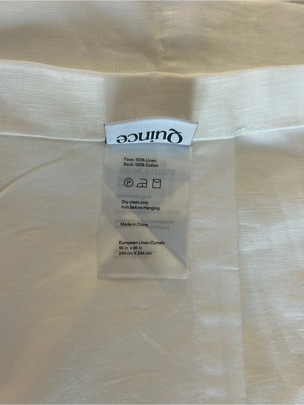 Quince white Linen Curtain Panel in White. Brand new!